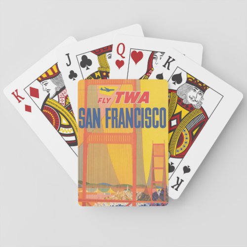 Travel Poster For Flying Twa To San Francisco Playing Cards