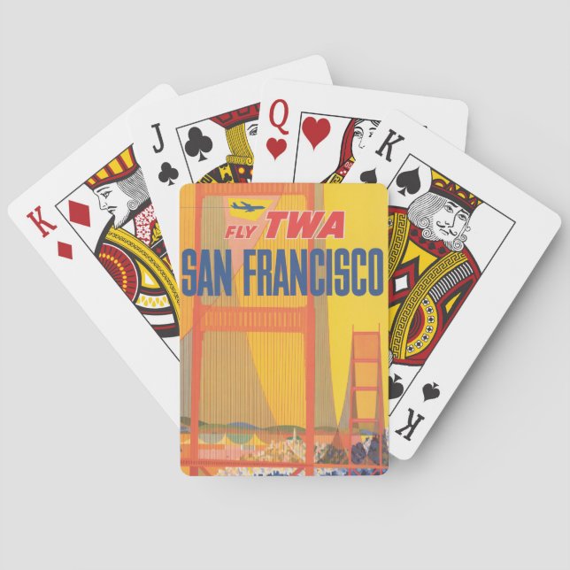 Travel Poster For Flying Twa To San Francisco Poker Cards (Back)