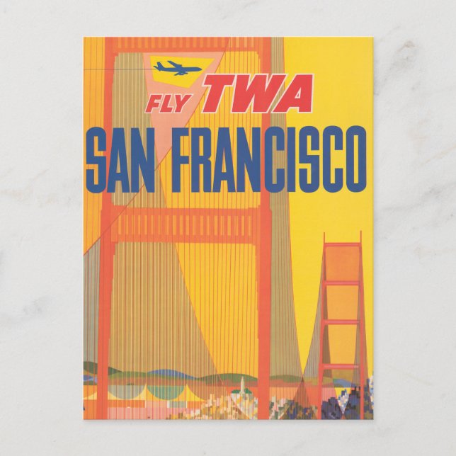 Travel Poster For Flying Twa To San Francisco Postcard (Front)
