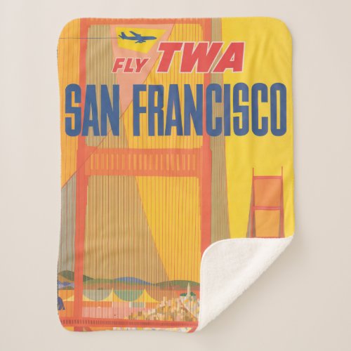 Travel Poster For Flying Twa To San Francisco Sherpa Blanket