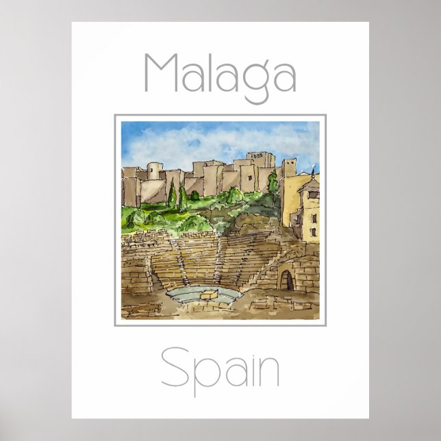 Travel poster for Malaga Spain (Front)