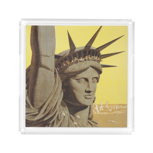 Travel Poster For New York United Air Lines Acrylic Tray
