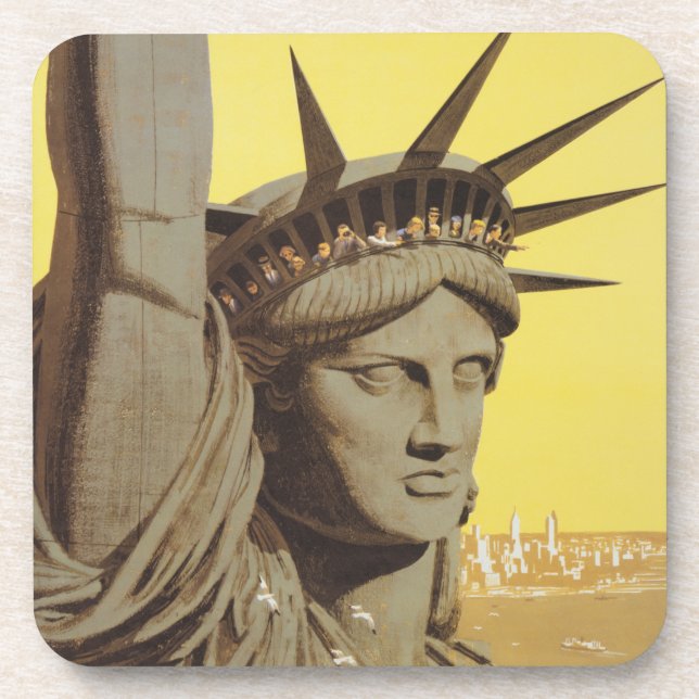 Travel Poster For New York, United Air Lines Beverage Coaster (Front)