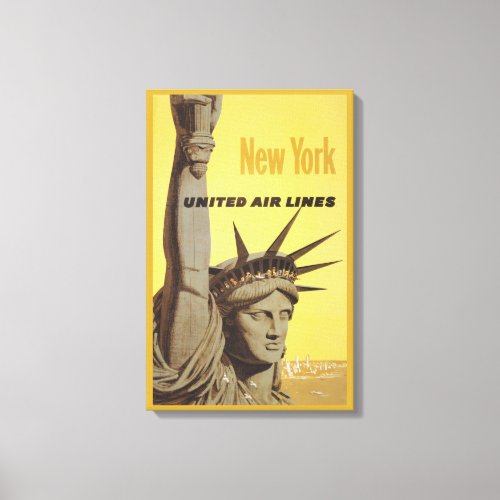 Travel Poster For New York United Air Lines Canvas Print
