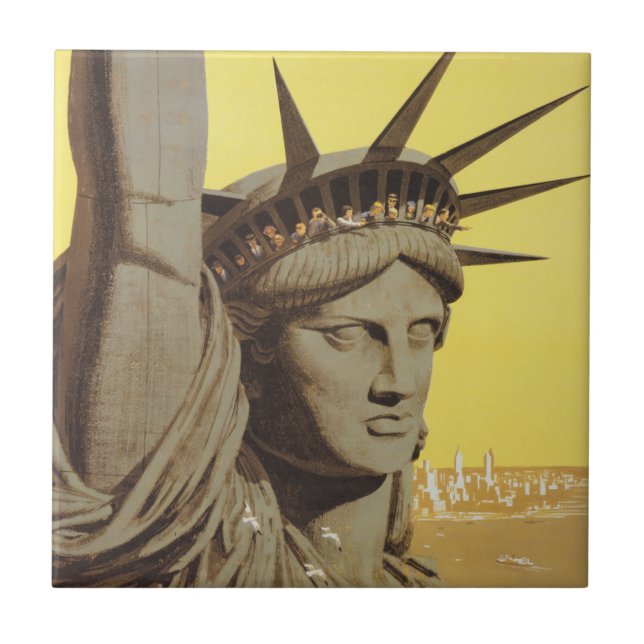 Travel Poster For New York, United Air Lines Ceramic Tile (Front)