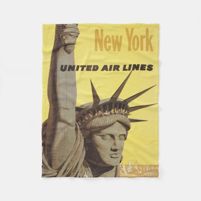 Travel Poster For New York, United Air Lines Fleece Blanket (Front)