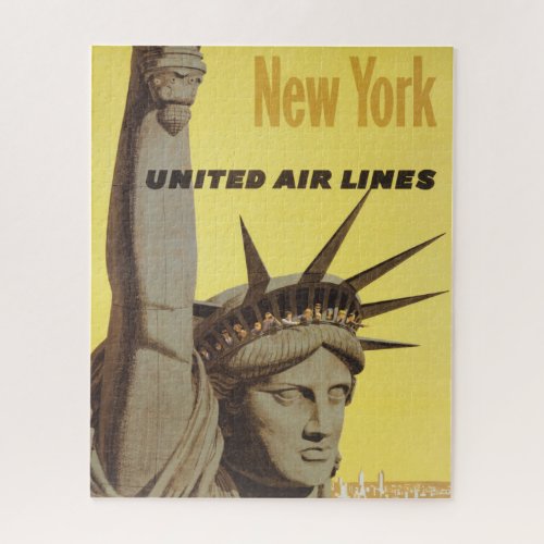 Travel Poster For New York United Air Lines Jigsaw Puzzle
