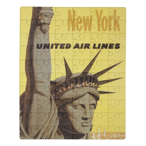 Travel Poster For New York United Air Lines Jigsaw Puzzle
