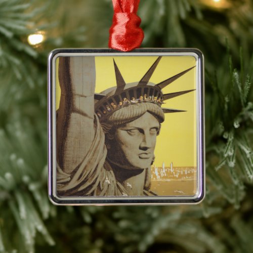 Travel Poster For New York United Air Lines Metal Ornament