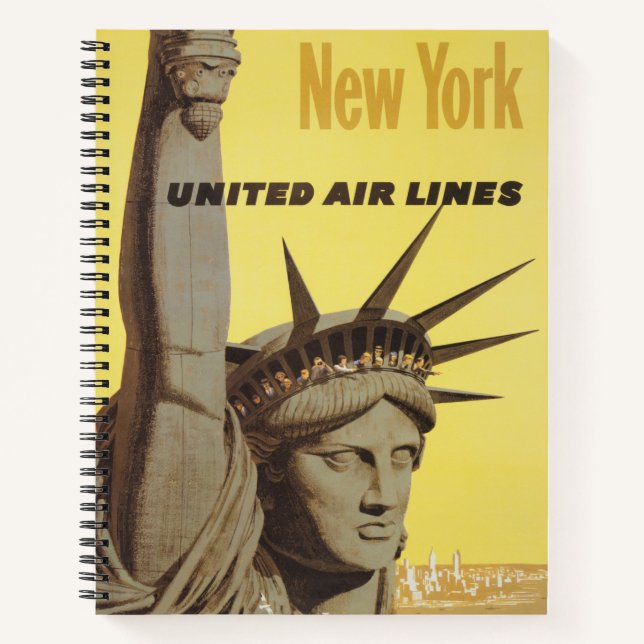 Travel Poster For New York, United Air Lines Notebook (Front)