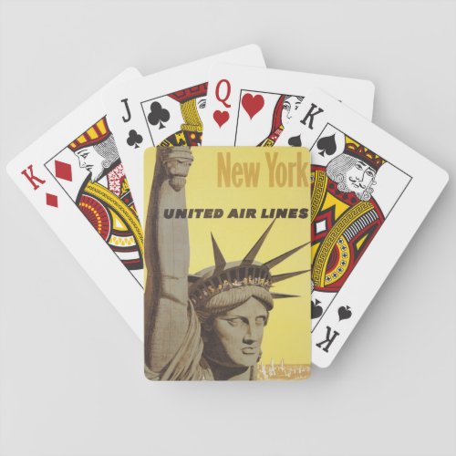 Travel Poster For New York United Air Lines Playing Cards
