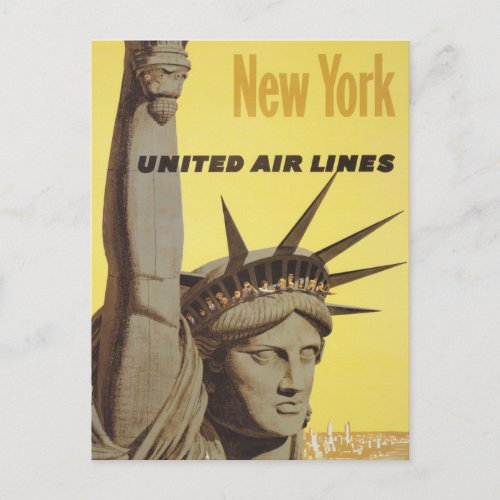 Travel Poster For New York United Air Lines Postcard