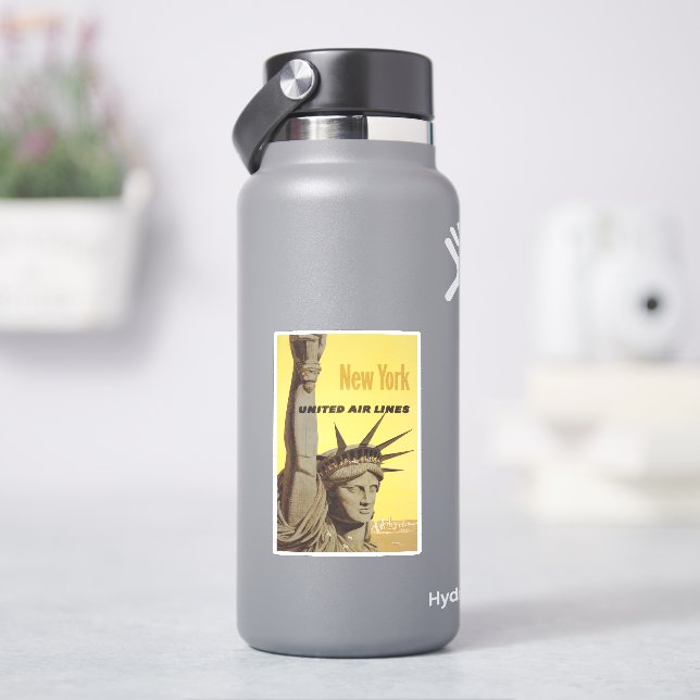 Travel Poster For New York, United Air Lines Sticker (HydroFlask)