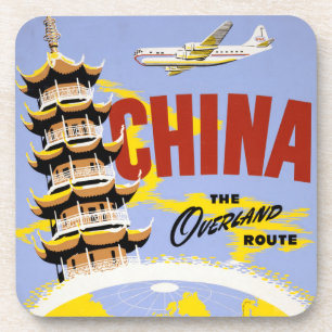 Travel Poster For Northwest Orient Airlines Beverage Coaster