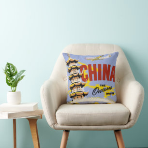 Travel Poster For Northwest Orient Airlines Throw Pillow