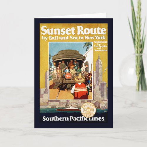 Travel Poster For The Sunset Route By Rail And Sea Card