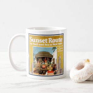 Travel Poster For The Sunset Route By Rail And Sea Coffee Mug