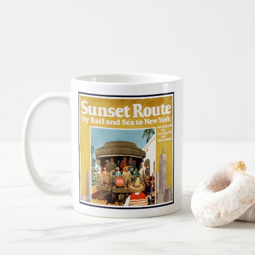 Travel Poster For The Sunset Route By Rail And Sea Coffee Mug