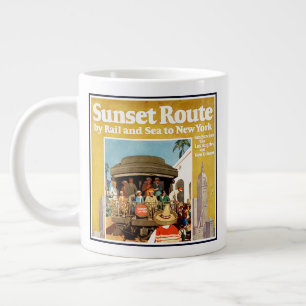 Travel Poster For The Sunset Route By Rail And Sea Giant Coffee Mug