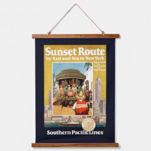 Travel Poster For The Sunset Route By Rail And Sea Hanging Tapestry