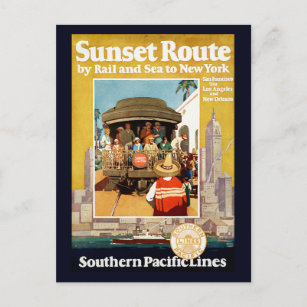 Travel Poster For The Sunset Route By Rail And Sea Postcard