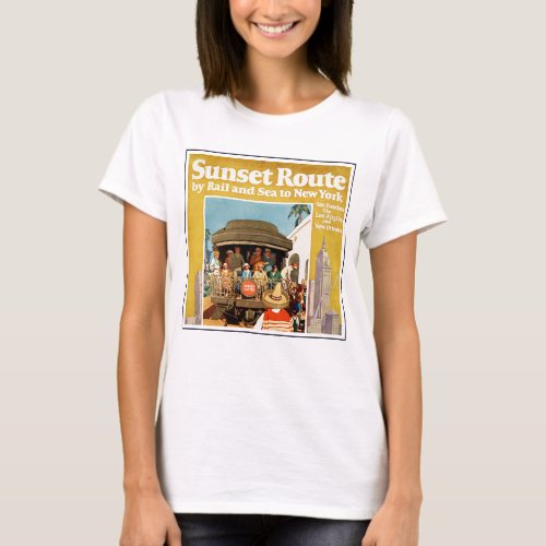 Travel Poster For The Sunset Route By Rail And Sea T_Shirt
