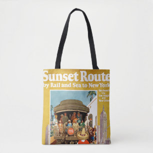 Travel Poster For The Sunset Route By Rail And Sea Tote Bag