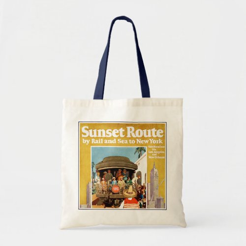 Travel Poster For The Sunset Route By Rail And Sea Tote Bag
