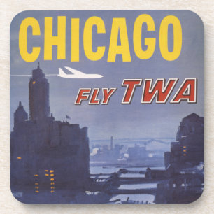 Travel Poster For Trans World Airlines Flights Beverage Coaster