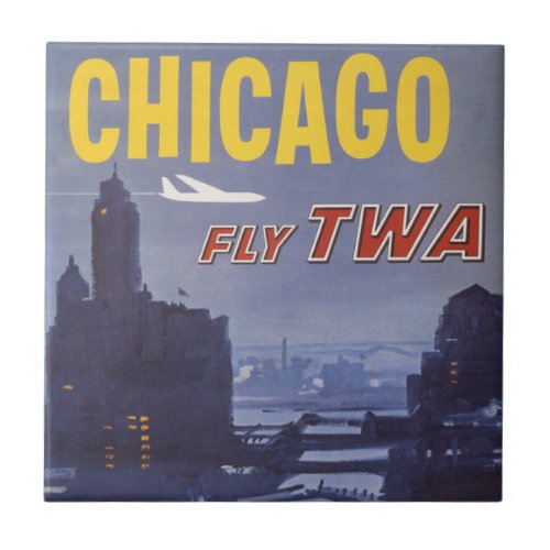 Travel Poster For Trans World Airlines Flights Ceramic Tile