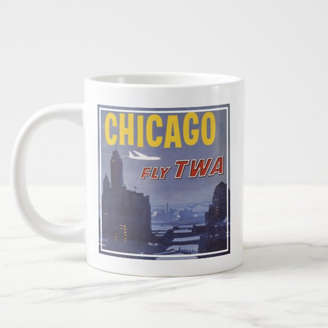 Travel Poster For Trans World Airlines Flights Giant Coffee Mug (Left)