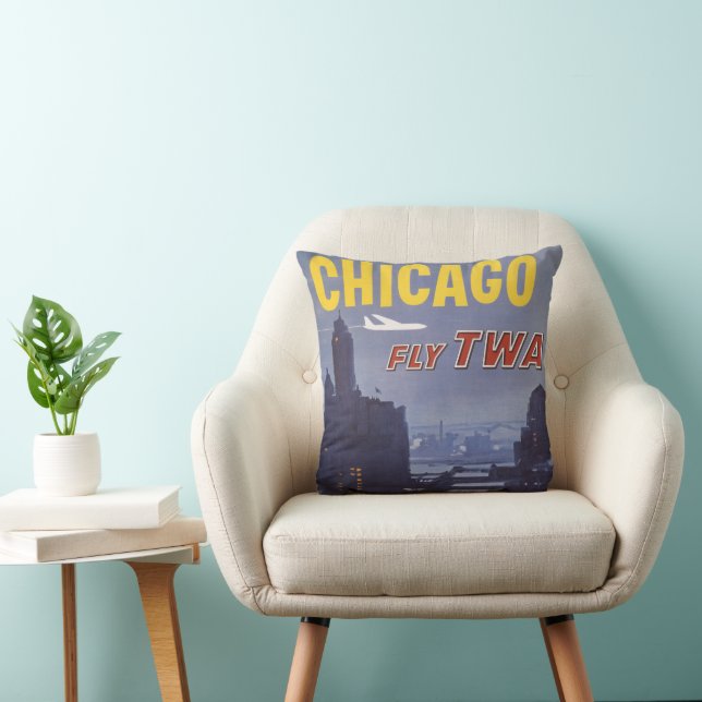 Travel Poster For Trans World Airlines Flights Throw Pillow (Chair)