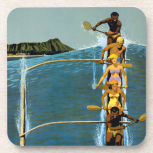 Travel Poster For United Air Lines To Hawaii Beverage Coaster