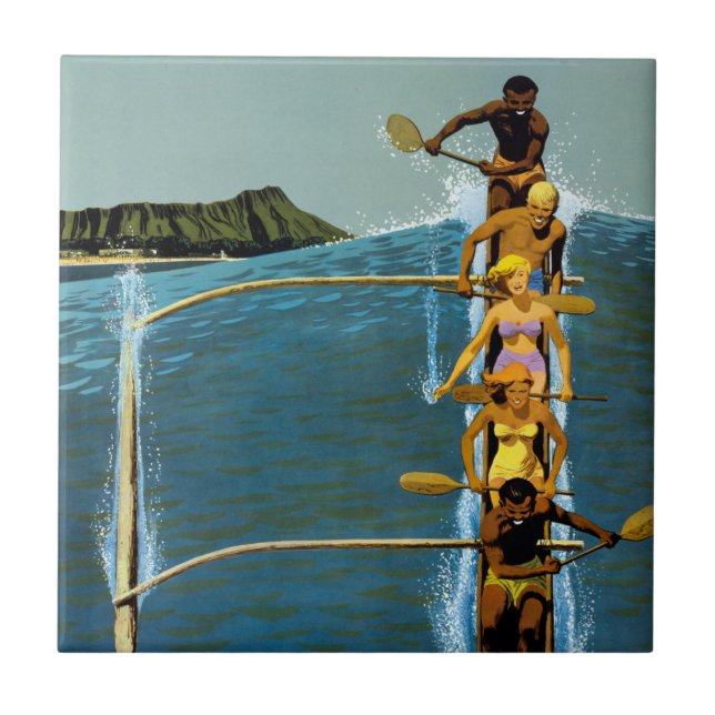 Travel Poster For United Air Lines To Hawaii Ceramic Tile (Front)