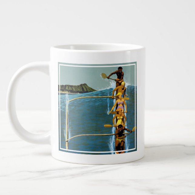 Travel Poster For United Air Lines To Hawaii Giant Coffee Mug (Left)