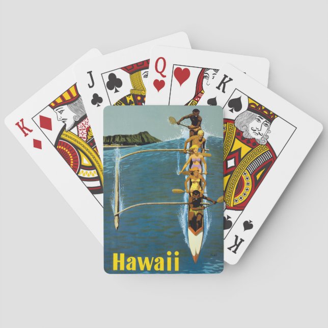 Travel Poster For United Air Lines To Hawaii Poker Cards (Back)
