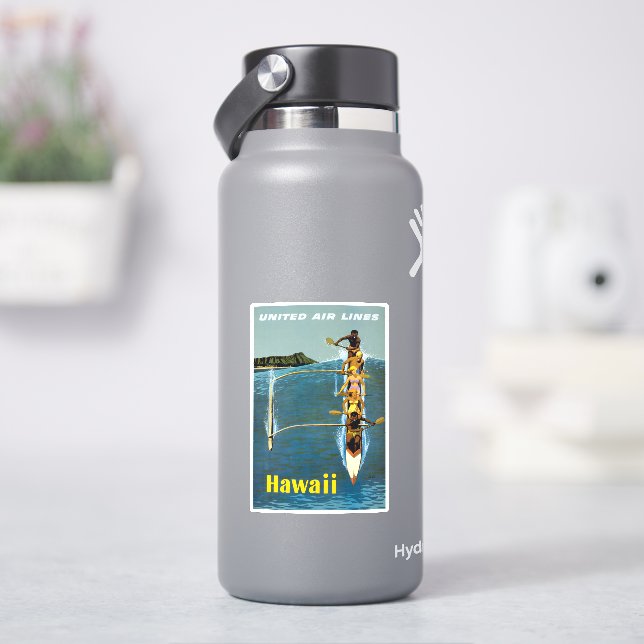 Travel Poster For United Air Lines To Hawaii Sticker (HydroFlask)