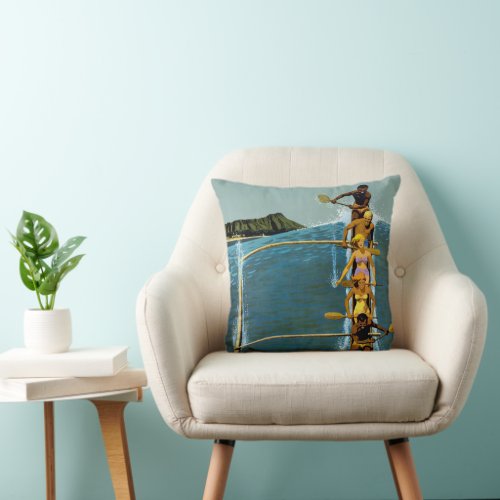 Travel Poster For United Air Lines To Hawaii Throw Pillow