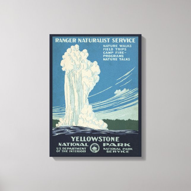 Travel Poster For Yellowstone National Park Canvas Print (Front)