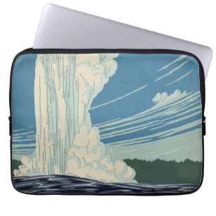 Travel Poster For Yellowstone National Park Laptop Sleeve