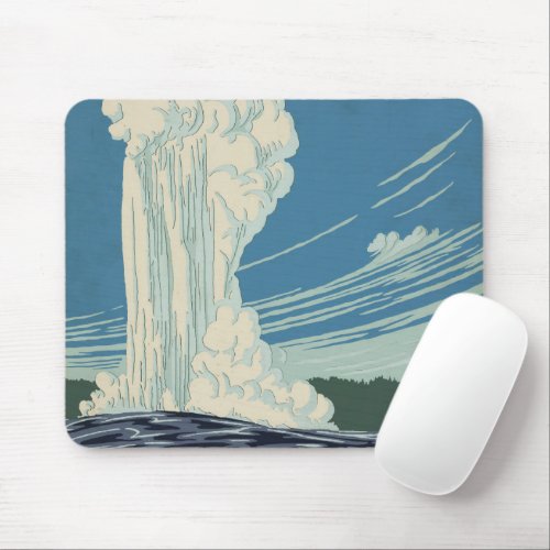 Travel Poster For Yellowstone National Park Mouse Pad