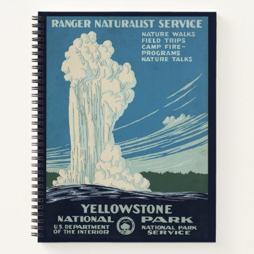 Travel Poster For Yellowstone National Park Notebook