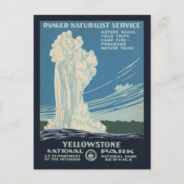 Travel Poster For Yellowstone National Park Postcard (Front)