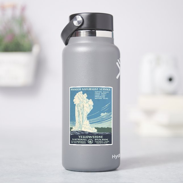 Travel Poster For Yellowstone National Park Sticker (HydroFlask)