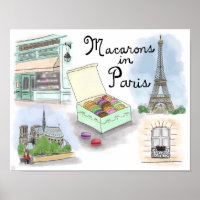 Travel Poster: Macarons in Paris France Poster
