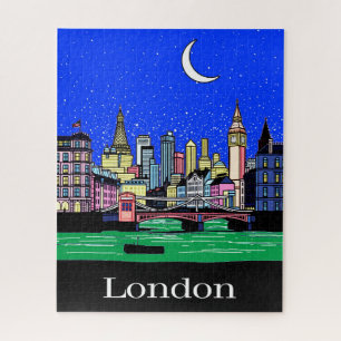 Travel Poster of London under the Night Sky Jigsaw Puzzle
