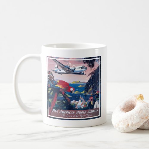 Travel Poster Of Seaplane Flying Over Caribbean Coffee Mug