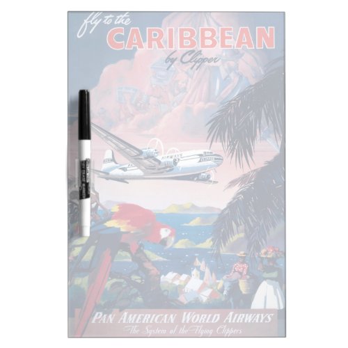Travel Poster Of Seaplane Flying Over Caribbean Dry Erase Board