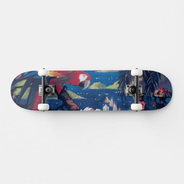 Travel Poster Of Seaplane Flying Over Caribbean Skateboard (Horz)