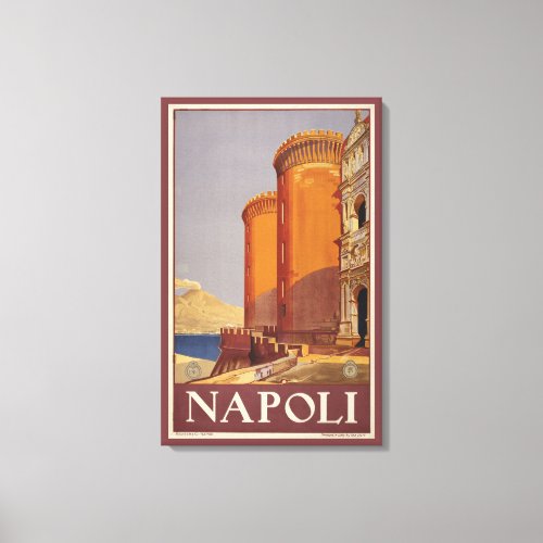 Travel Poster Of Vesuvius And The Bay Of Naples Canvas Print